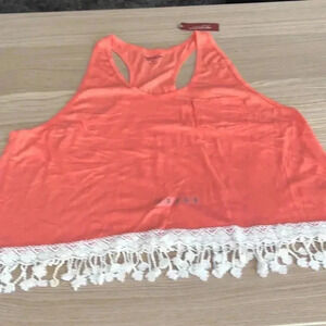 🆕Arizona Plus-size Lace Edge Detail Coral Crop Top XXL🆕